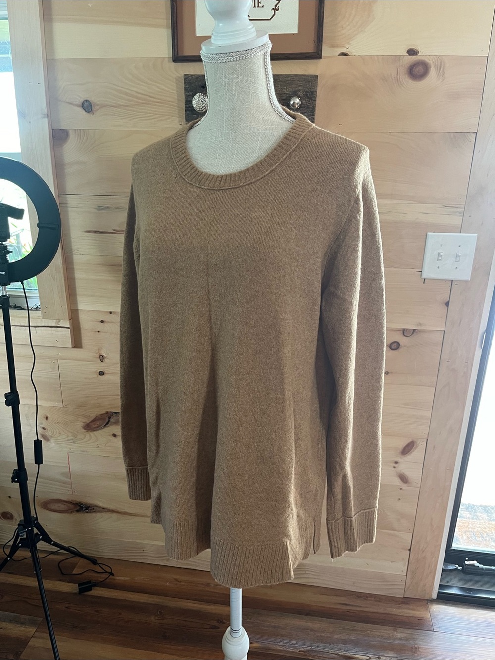 J. Crew Camel Crewneck Linen Blend Sweater Size XL Women’s